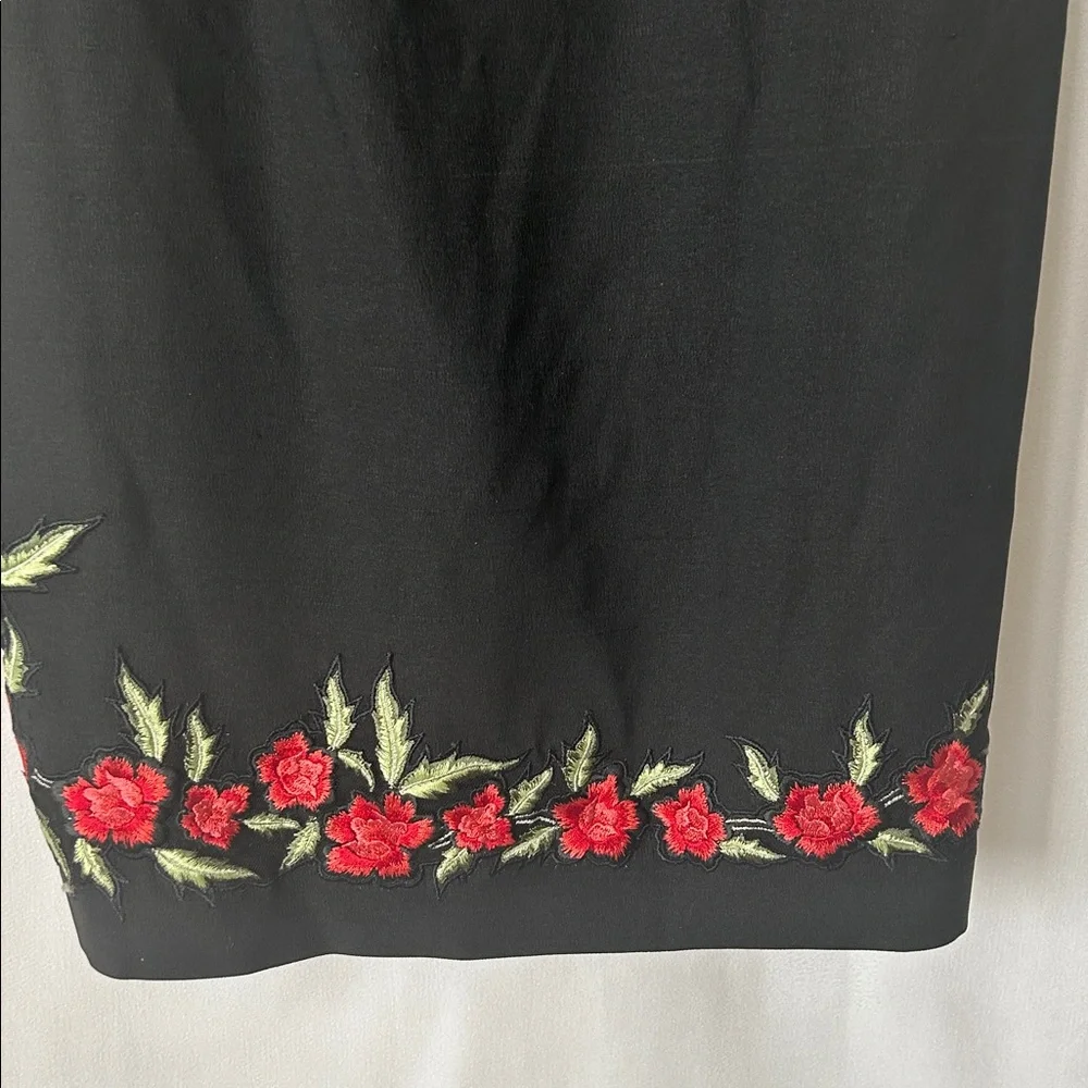 Karen Millen Sexy Black w/ Roses Spaghetti Straps Silk Sheath Dress **Sz 10** 🌹🌹 - Picture 4 of 7